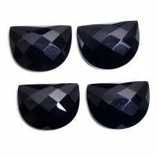 Black onyx 20x15mm D shape rose cut flat back gemstone 